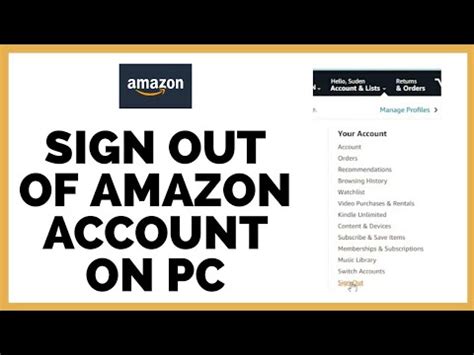 How To Sign Out Amazon Account Log Out Amazon Account On Pc Youtube