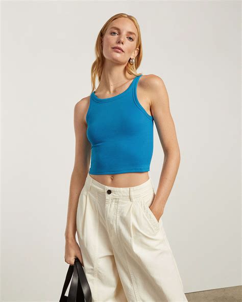 The Pima Micro Rib Short Tank Horizon Blue Everlane