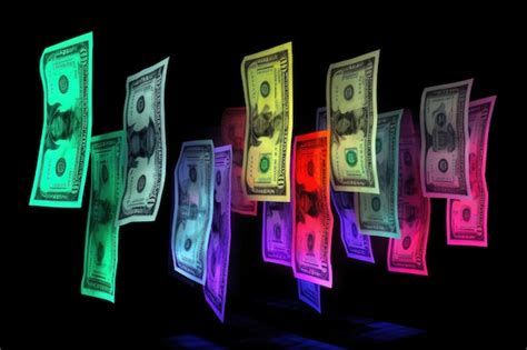 Premium Photo Dollar Bills Falling With Neon Colorful Background