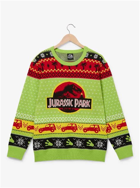 Boxlunch Jurassic Park Logo Patterned Holiday Sweater Boxlunch Exclusive Mall Of America®