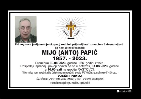 Mijo Anto Papić Osmrtnice KSB