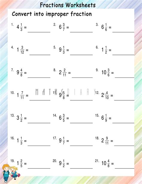 Improper Fractions And Mixed Numbers Worksheets