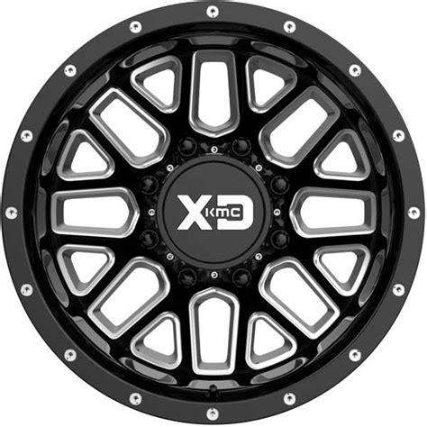 Kmc Xd843 Grenade Dually Gloss Black Milled Wheels