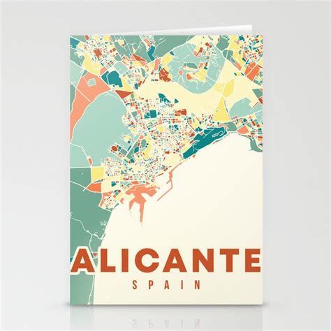 Alicante Spain Map Stationery Cards By Serenity By Alex Society6