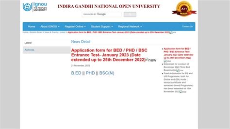 Ignou Registration For Bed Phd Bsc N Entrance Test Ends Tomorrow