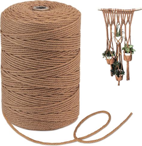 Corde en macramé 3mm x 300m 4 Ply Naturel Coton Cordon pour Hanging