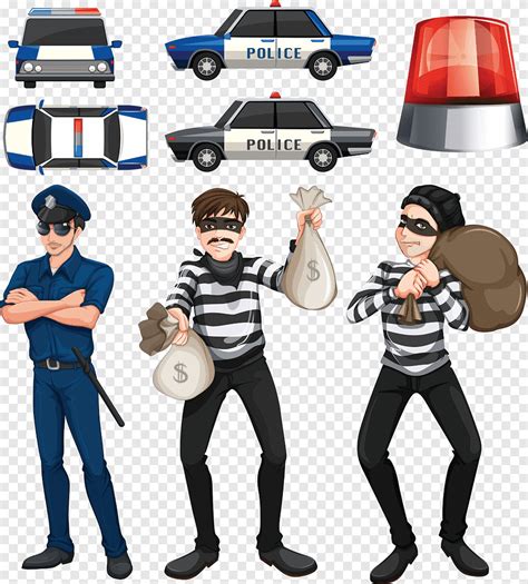 Descarga gratis Policía y ladrones conjunto ilustración png PNGEgg