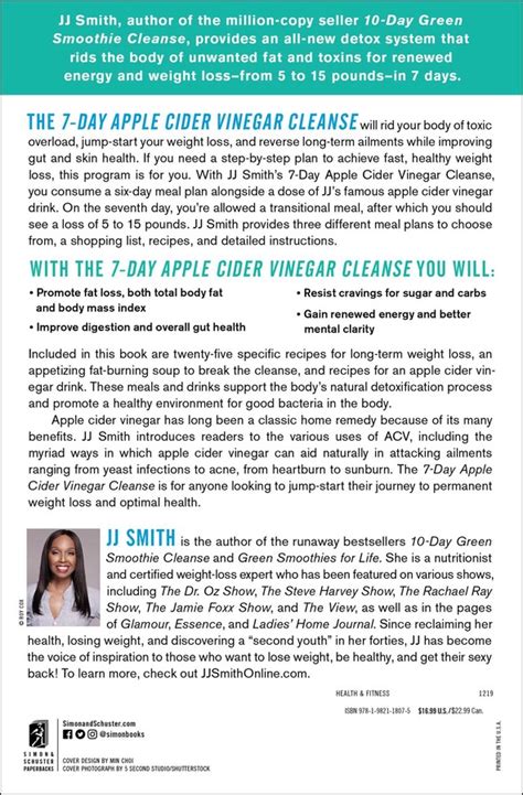 7 Day Apple Cider Vinegar Cleanse Book By Jj Smith Official Publisher Page Simon And Schuster Au