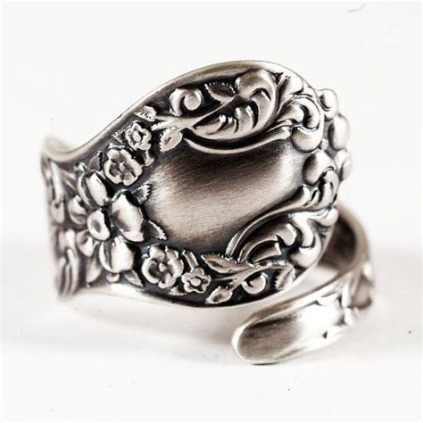 Lovely Victorian Floral Sterling Silver Spoon Ring In Vintage Etsy