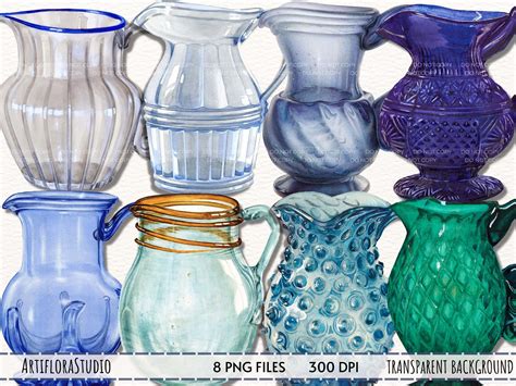 Watercolor Pitcher Clipart, Glass Pitcher Clipart, Water Pitcher ...