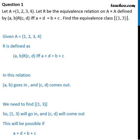 Let A {1 2 3 4} Let R Be Equivalence Relation On A X A Defined