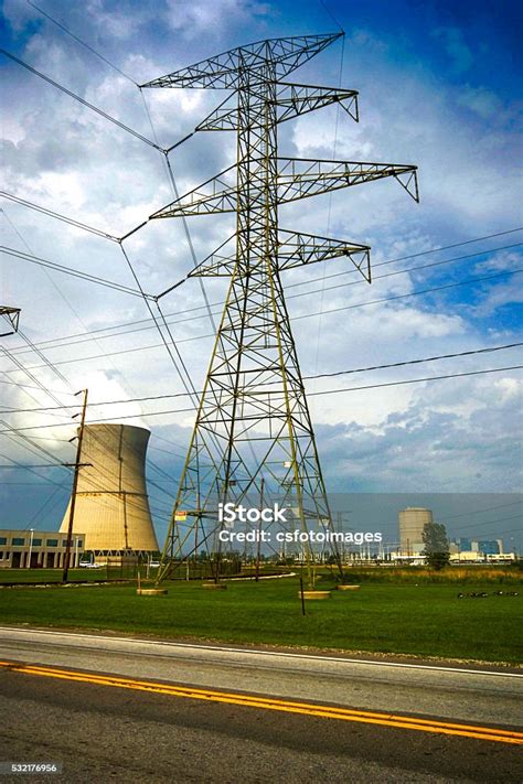 Nuclear Power Station Cooling Towers And Pylons Stock Photo Download