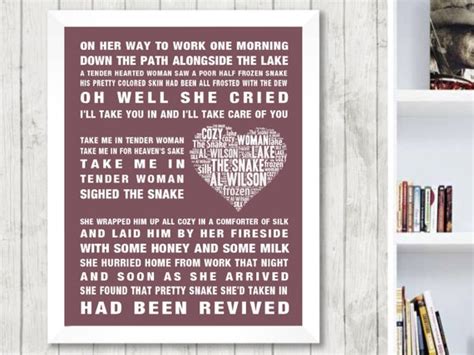 Al Wilson The Snake Music Love Song Lyrics Word Art Print