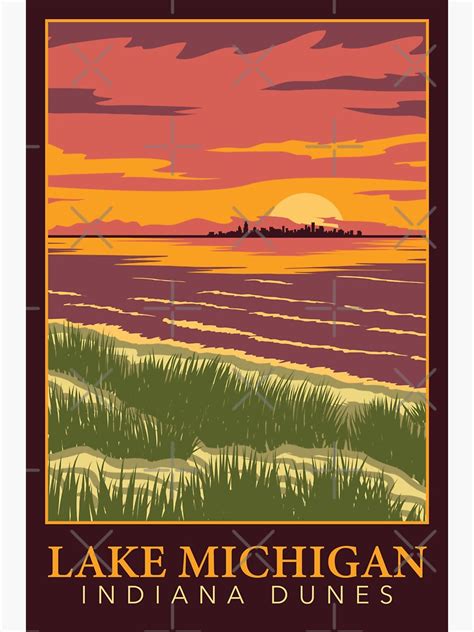 Lake Michigan Indiana Dunes Poster Sticker By Indianadunes Redbubble