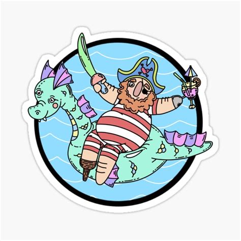 Pirate Pool Party Sticker For Sale By Kirstykartoons Redbubble