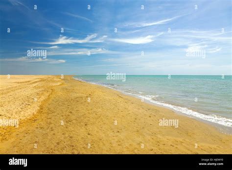 Sandy Beach With Blue Sky Stock Photo Alamy