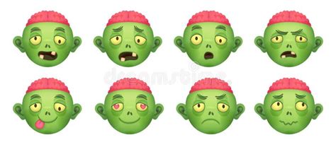 Zombie Emoji Cartoon Zombies Avatars Comic Head With Brain Emoticon