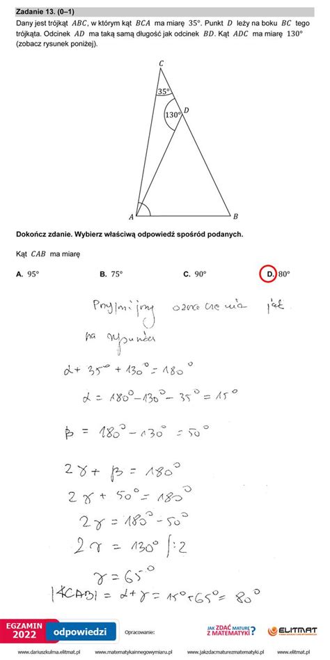 Egzamin ósmoklasisty 2022 Matematyka Odpowiedzi I Arkusz Cke