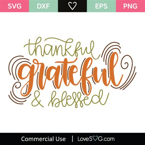 Thankful Grateful And Blessed Svg Cut File