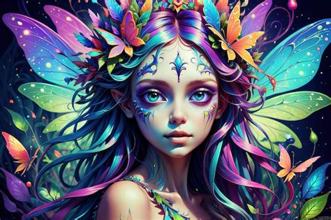 Premium Photo Amazing Fairy Hybrid Colorful Psychedelic Digital Art