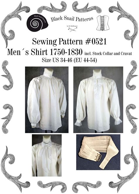 Georgian Empire Regency Mens Shirt Sewing Pattern 0521 Size Etsy