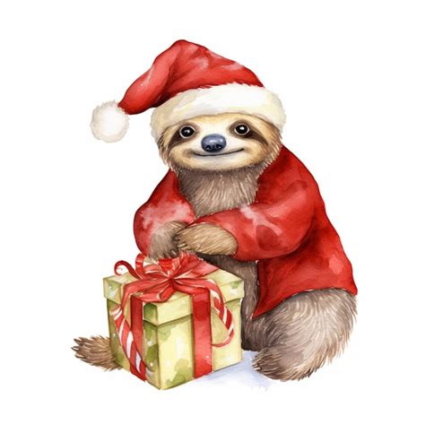 Premium AI Image | there is a sloth that is holding a gift in his hand ...