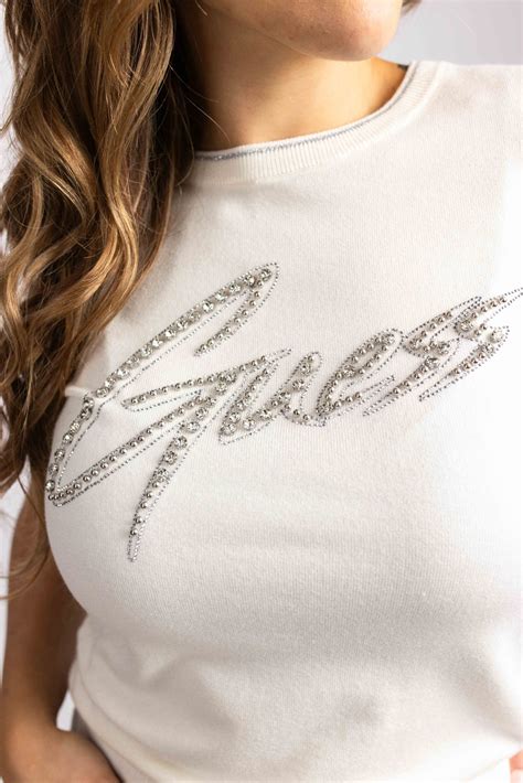 Guess Grace Logo Sweatertop Dames Crème Dames shoppen Soccerfanshop NL