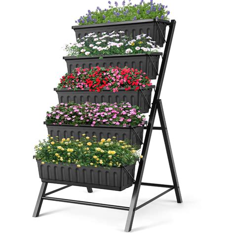 Suyncll Vertical Raised Garden Bed Planter Box,5 Tiers Vertical Garden Planter with Drainage ...