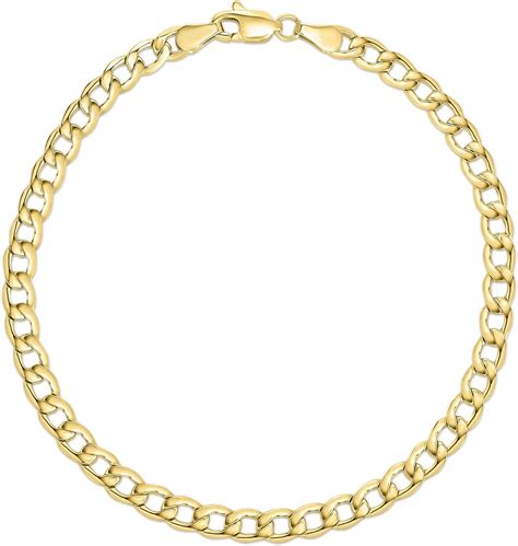 Floreo K Yellow Gold Mm Hollow Cuban Curb Link Anklet Inch