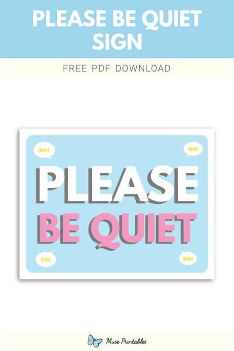 Printable Please Be Quiet Sign Template | Sign templates, Download sign ...