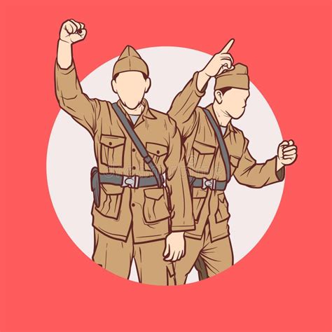 Vector Illustration Of Two Men Dressed As Ancient Indonesian Warriors