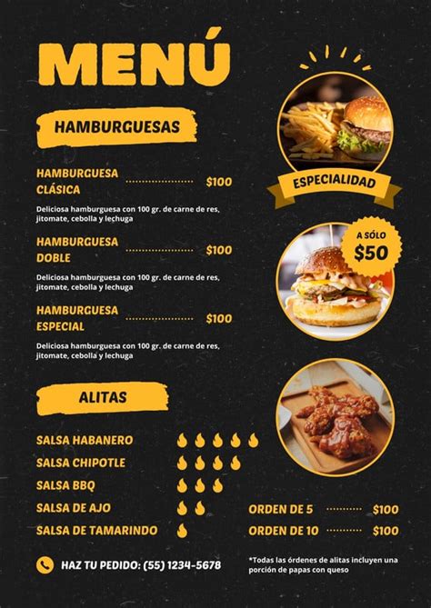 Plantillas para menús de almuerzo personalizables Canva