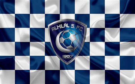 Al Hilal Fc Logo Creative Art White Blue Checkered Flag Saudi