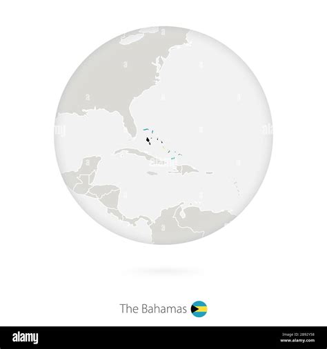 Mapa de las Bahamas y bandera nacional en círculo El contorno del mapa