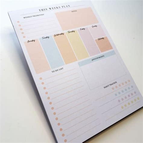 A5 A4 Weekly Planner Pad Tear Off Note Planner With Habit Tracker