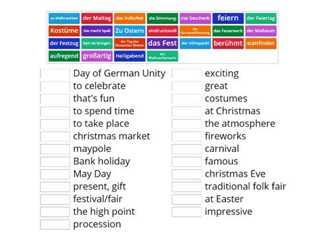Stimmt GCSE Feste Und Feiertage Match Up