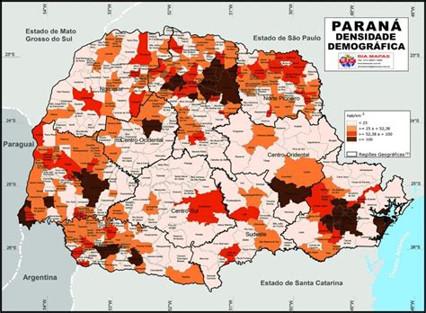 Paraná Densidade Demográfica Bia Mapas