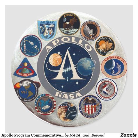 Apollo Program Commemorative Logo Classic Round Sticker | Zazzle ...