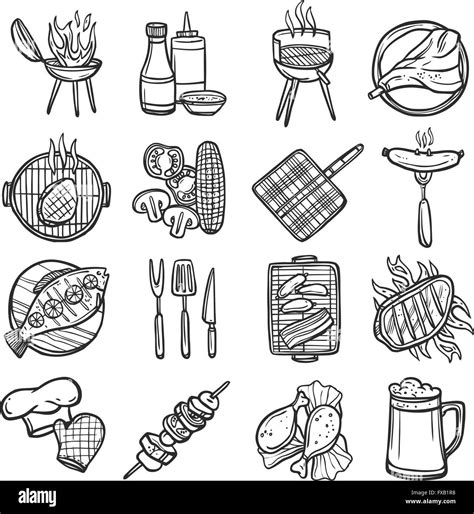 Bbq Grill Icons Set Stock Vector Image Art Alamy