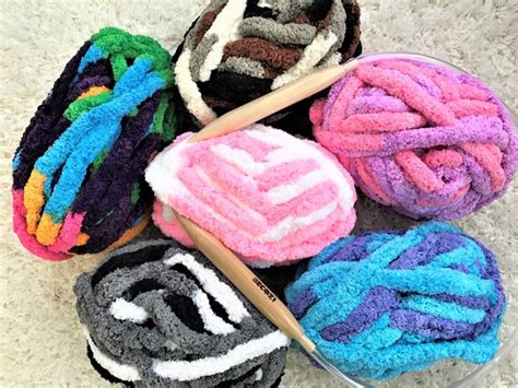 Chunky Knit Chenille Yarn Variegated Colors Chunky Chenille Etsy