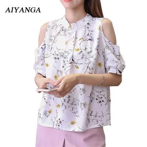 Aliexpress Buy New Print Chiffon Blouses Summer Short Sleeve