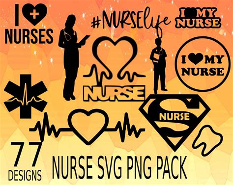 Nurse Svg Png Design Bundle Cricuit Design Pack Nursing Svg Etsy