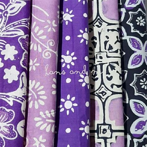 Jual Kain Perca Batik Cap Motif Black Purple Hitam Ungu Per Set