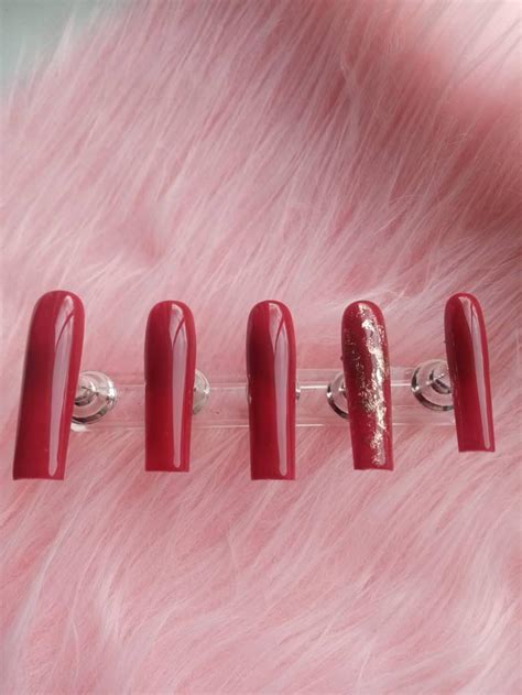 Xxl Tapered Square Press On Nail Set Red Xxl Nails Custom Etsy Uk