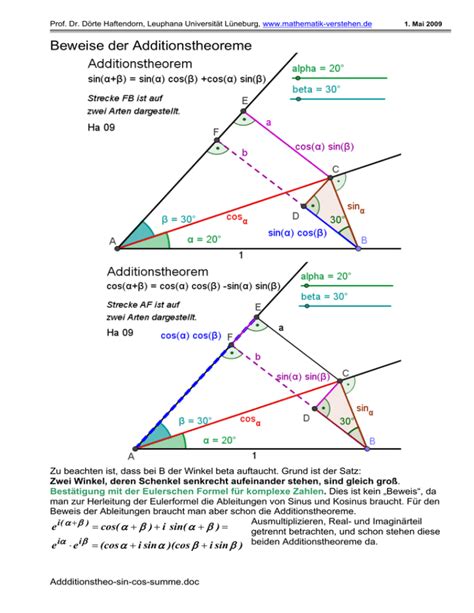 Beweise Der Additionstheoreme
