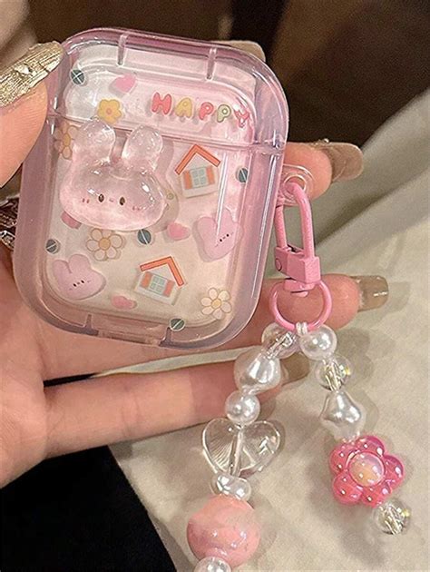 เคสหูฟัง Airpods 1 2 3 ลายกระต่ายชมพู 3 มิติ น่ารัก การ์ตูน Y2k พร้อม