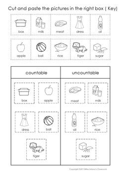 Countable And Uncountable Nouns Sorting Set By Miss Jelena S Classroom