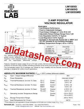 LM1085SMD Datasheet PDF Seme LAB