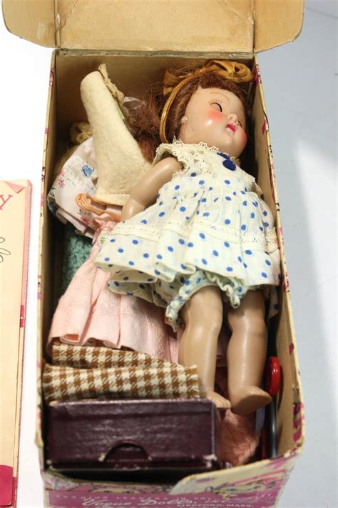 Vintage Vogue Ginny Donna Doll Auburn Red Hair 1952 Rare Strung Vogue Ginny Doll In Box W