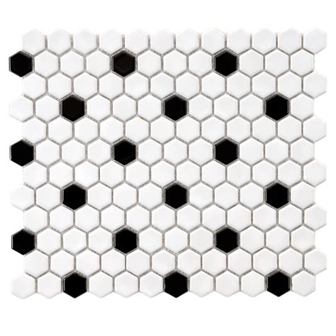 Somertile 1025x1175 In Victorian Hex 1 In Whiteblack Dot Porcelain